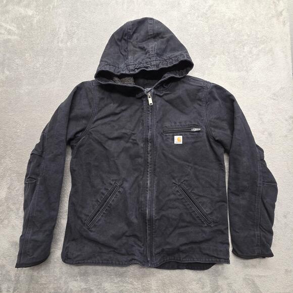 Carhartt Jackets & Blazers - Carhartt Jacket Womens M Black Anorak Hooded Lined Insulated Full Zip OJ4392-W